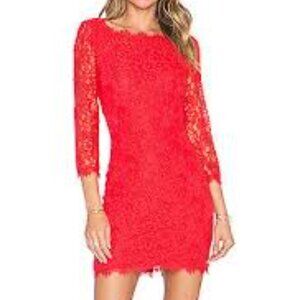 Diane von Furstenberg (DVF) Red ZARITA Lace Sheath Dress